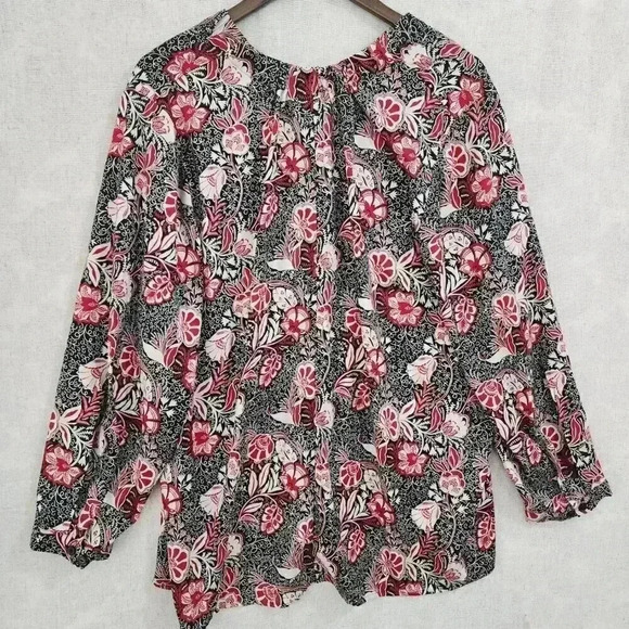 Lane Bryant Crewneck Slit Pullover Floral Long sleeve Blouse 22/24. 9672 P - Picture 2 of 8